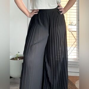 High Waisted Black Pleated Wide Leg Pants
